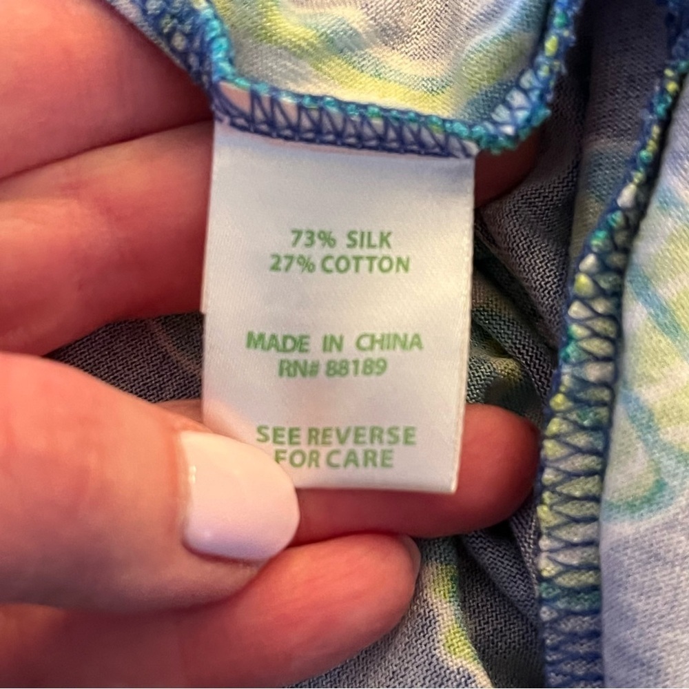 Lilly Pulitzer Patty Silk Blend Sleeveless Dress Blue Green Seashells Women’s XS - Picture 7 of 8
